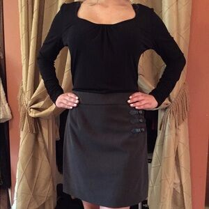 Black and grey dress with leather buckles